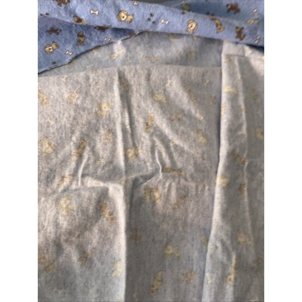 Lot of 2 Carters Flannel Receing Blankets Brown Polka Dots and Puppy Dog Blue